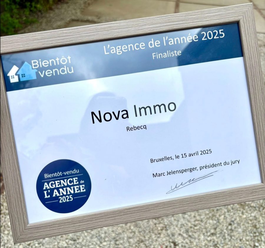 Certificat Bientôt-vendu, L'agence de l'année 2025, finaliste : Nova Immo