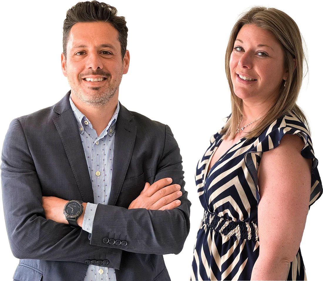Mickaël Milioto et Élodie Vanderkelen, agents immobiliers chez Nova Immo